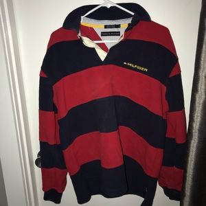 VINTAGE Tommy Hilfiget rugby stripe fleece